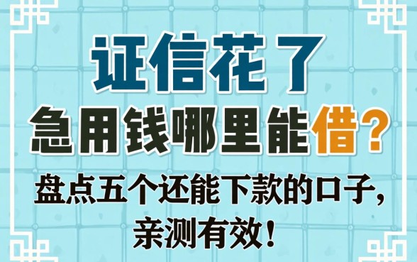 征信花了急用钱哪里能借?盘点五个还能下款的口子,亲测有效!