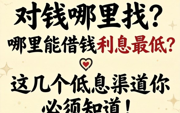 急需用钱哪里找？哪里能借钱利息最低？这几个低息渠道你必须知道！