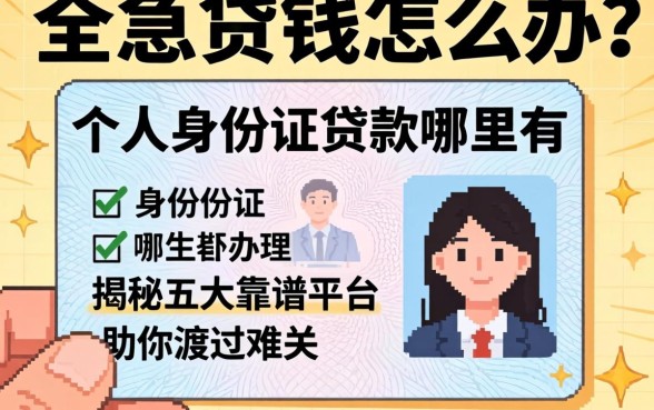 急需用钱怎么办？个人身份证贷款哪里有办理？揭秘五大靠谱平台助你渡过难关
