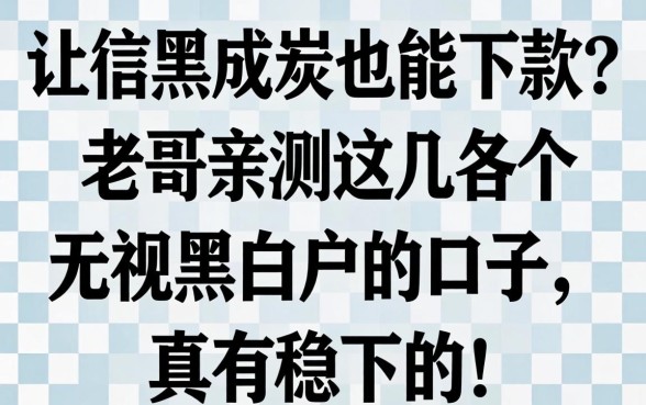 征信黑成炭也能下款？老哥亲测这几个无视黑白户的口子，真有稳下的！