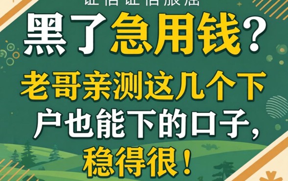 征信黑了急用钱？老哥亲测这几个下户也能下的口子，稳得很！