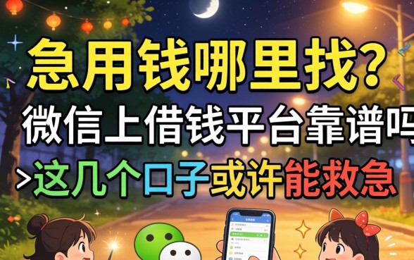 深夜急用钱哪里找？微信上借钱的平台靠谱吗？这几个口子或许能救急