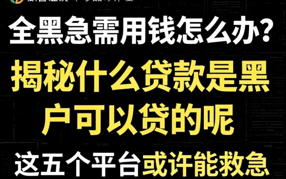 征信全黑急需用钱怎么办？揭秘什么贷款是黑户可以贷的呢，这五个平台或许能救急