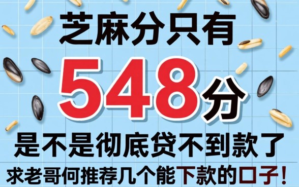 芝麻分只有548分，是不是彻底贷不到款了？求老哥们推荐几个能下款的口子！