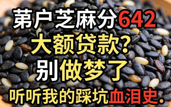 黑户芝麻分642大额贷款?别做梦了,听听我的踩坑血泪史