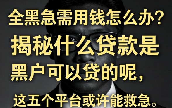 征信全黑急需用钱怎么办？揭秘什么贷款是黑户可以贷的呢，这五个平台或许能救急