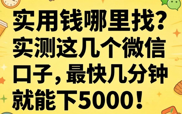 急用钱哪里找?实测这几个微信口子,最快几分钟就能下5000!