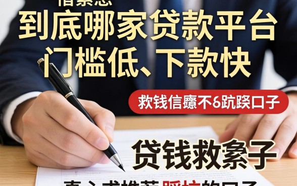 手头紧想借钱救急,到底哪家贷款平台门槛低、下款快?真心求推荐不踩坑的口子!