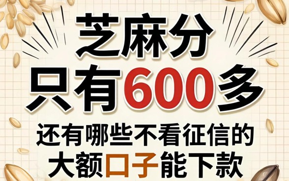 芝麻分只有600多,还有哪些不看征信的大额口子能下款?急求靠谱推荐!