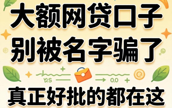 2026年大额网贷口子：别被名字骗了，真正好批的都在这