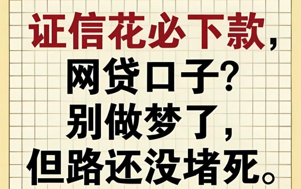 2026征信花必下款的网贷口子？别做梦了，但路还没堵死