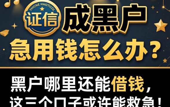 征信成黑户急用钱怎么办?黒户哪里还能借钱,这几个口子或许能救急