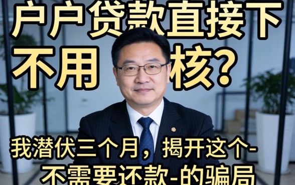 黑户贷款直接下不用审核?我潜伏三个月,揭开这个-不需要还款-的骗局