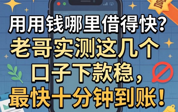 急用钱哪里借得快？老哥实测这几个口子下款稳，最快十分钟到账！