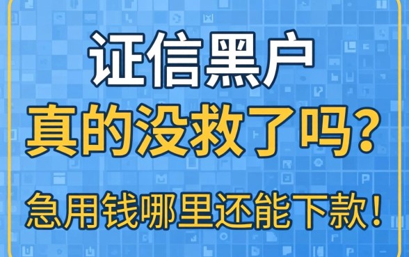 征信黑户真的没救了吗？急用钱哪里还能下款？