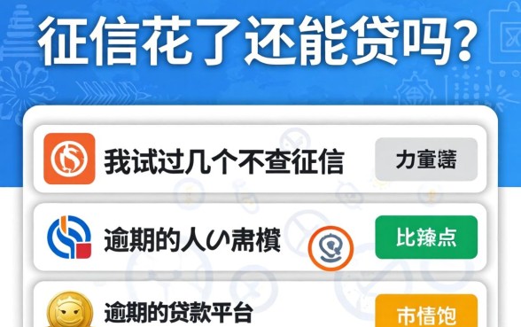 征信花了还能贷吗？我试过几个不查征信和逾期的贷款平台