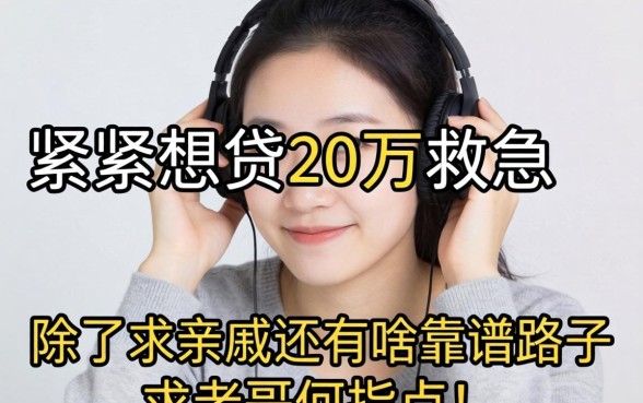 手头紧想贷20万救急,除了求亲戚还有啥靠谱路子?求老哥们指点!