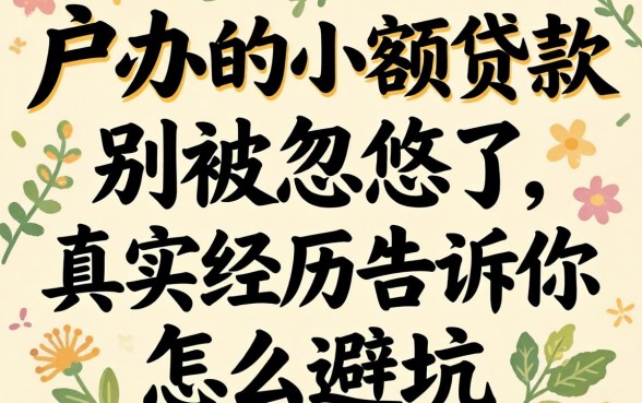 黑户办的小额贷款：别被忽悠了，真实经历告诉你怎么避坑