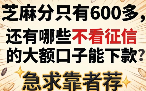芝麻分只有600多,还有哪些不看征信的大额口子能下款?急求靠谱推荐!