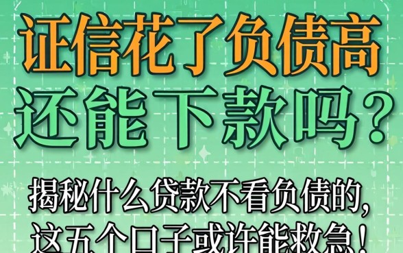 征信花了负债高还能下款吗?揭秘什么贷款不看负债的,这五个口子或许能救急!