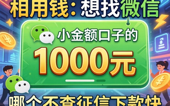急用钱想找微信1000元的小额口子,哪个不查征信下款快?