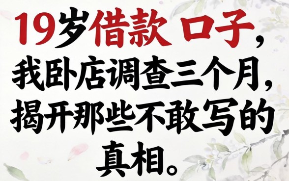 19岁借款的口子：我卧底调查三个月，揭开那些不敢写的真相