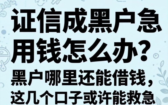 征信成黑户急用钱怎么办?黒户哪里还能借钱,这几个口子或许能救急