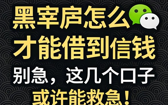 征信黑户怎么才能借到钱呢微信？别急，这几个口子或许能救急！