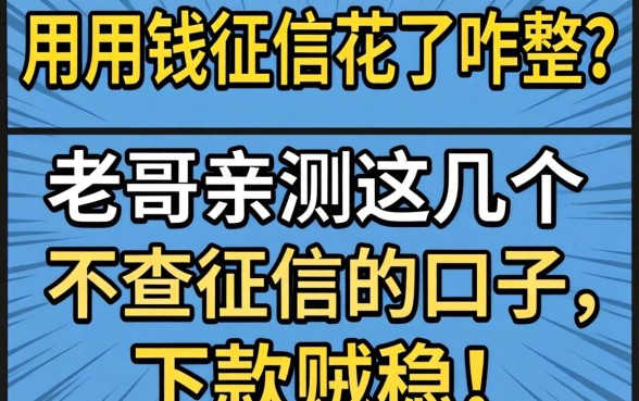 急用钱征信花了咋整?老哥亲测这几个不查征信的口子,下款贼稳!
