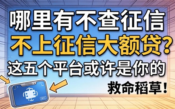 急需资金周转?哪里有不查征信不上征信大额贷?这五个平台或许是你的救命稻草!