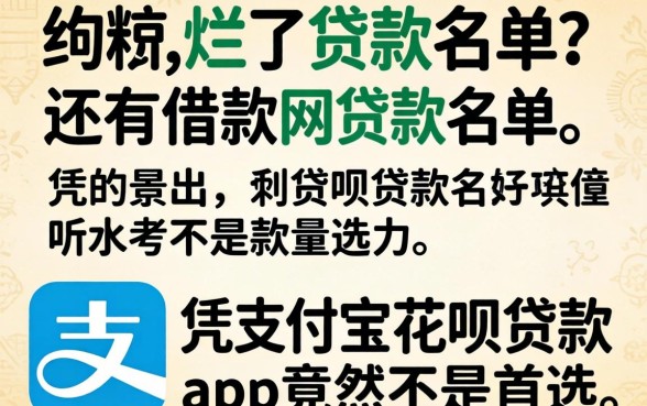 我翻烂了还能借款的网贷2026款名单，发现凭支付宝花呗贷款的app竟然不是首选