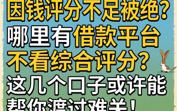 急需用钱却因评分不足被拒？哪里有借款平台不看综合评分？这几个口子或许能帮你渡过难关！