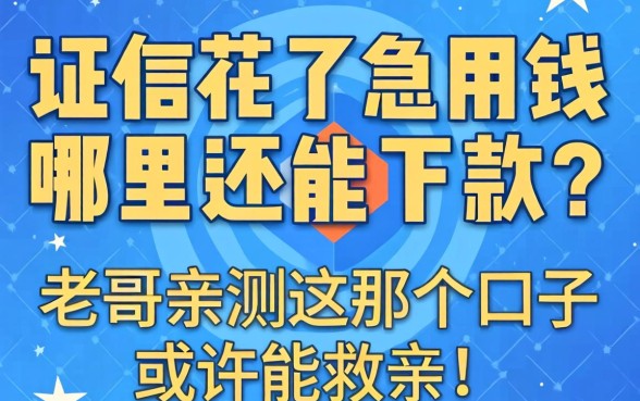征信花了急用钱哪里还能下款?老哥亲测这几个口子或许能救命!