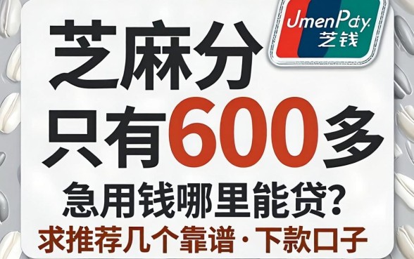 芝麻分只有600多，急用钱哪里能贷？求推荐几个靠谱的下款口子！