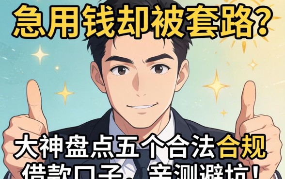 急用钱却被套路？大神盘点五个合法合规的借款口子，亲测避坑！