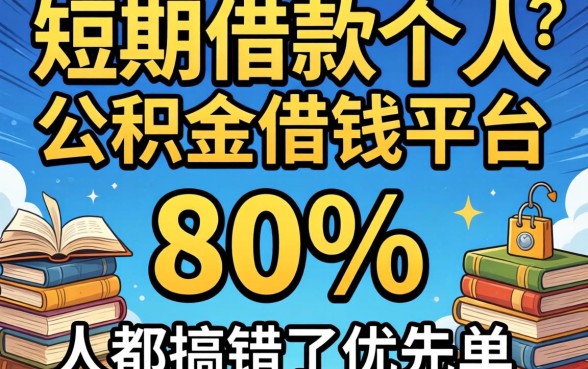 我翻遍了短期借款个人和公积金借钱平台，发现80%的人都搞错了优先级