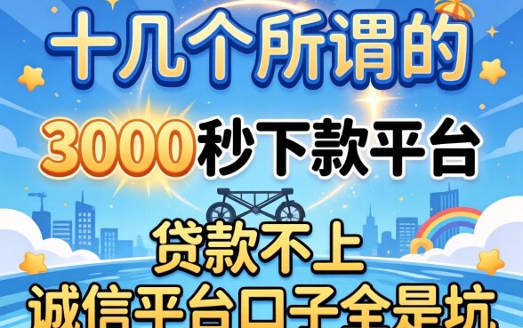 我试了十几个所谓的3000秒下款平台，发现贷款不上诚信平台的口子全是坑