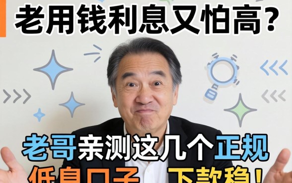 急用钱利息又怕高？老哥亲测这几个正规低息口子，下款稳！