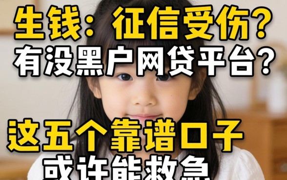 急需用钱却征信受损？有没黑户网贷平台？这五个靠谱口子或许能救急