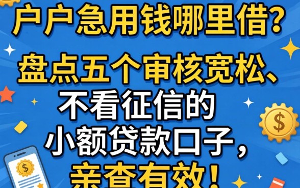 黑户急用钱哪里借？盘点五个审核宽松、不看征信的小额贷款口子，亲测有效！