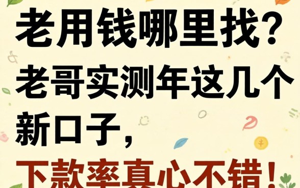 急用钱哪里找？老哥实测2026年这几个新口子，下款率真心不错！