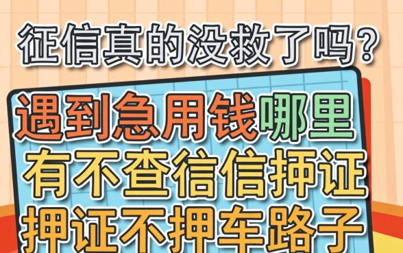 征信真的没救了吗？遇到急用钱哪里有不查征信押证不押车的路子？