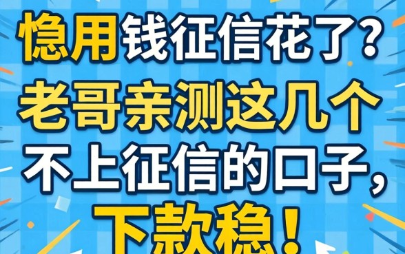 急用钱但征信花了?老哥亲测这几个不上征信的口子,下款稳!