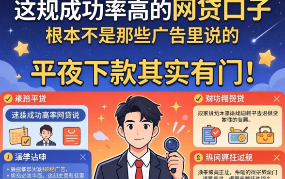 我试了十几个平台,发现成功率高的网贷口子根本不是那些广告里说的,半夜下款其实有门道