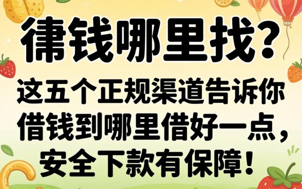 急需用钱哪里找？这五个正规渠道告诉你借钱到哪里借好一点，安全下款有保障！