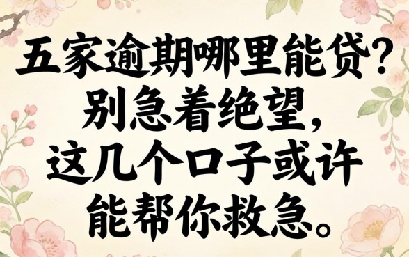贷款五家逾期哪里能贷?别急着绝望,这几个口子或许能帮你救急