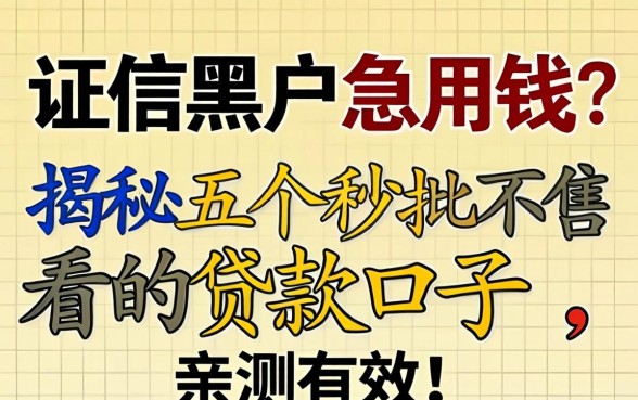 征信黑户急用钱?揭秘五个秒批不看的贷款口子,亲测有效!