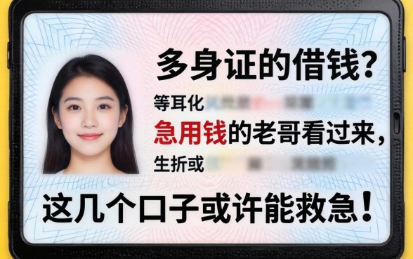 只有身份证想借钱?急用钱的老哥看过来,这几个口子或许能救急!