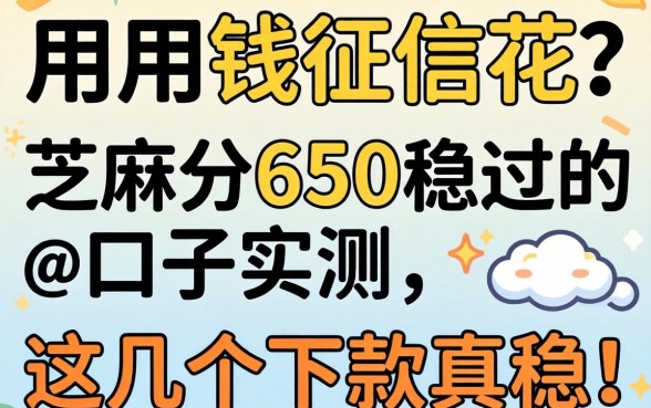 急用钱征信花？芝麻分650稳过的口子实测，这几个下款真稳！