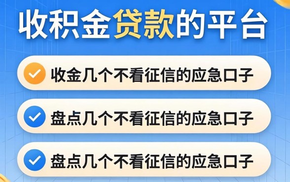 公积金贷款的平台有哪几个？盘点几个不看征信的应急口子